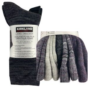 Kirkland Signature Womens Merino Wool Blend Crew Sock 4 Pairs Shoe Size 6-10.5